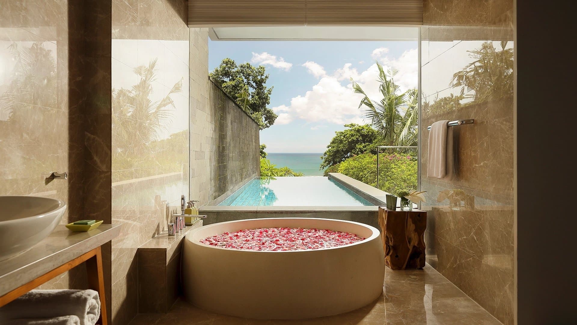 maya sanur heavenly suite bathub pool view