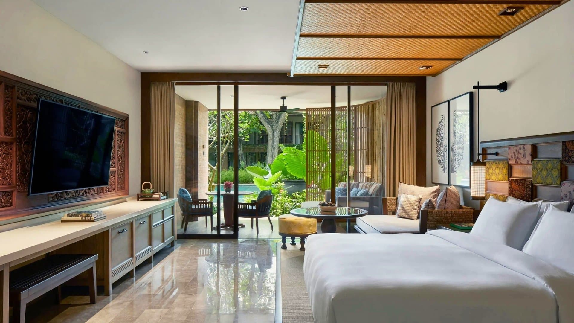 andaz bali king bed pool view photo